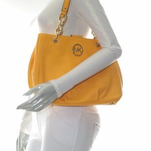 Michael Kors Fulton Chain M Leather Tote Yellow